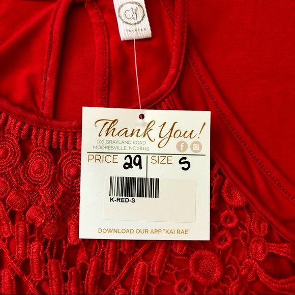 NWT CY Fasion Red Lace Front Spaghetti Strap Top - Picture 6 of 8